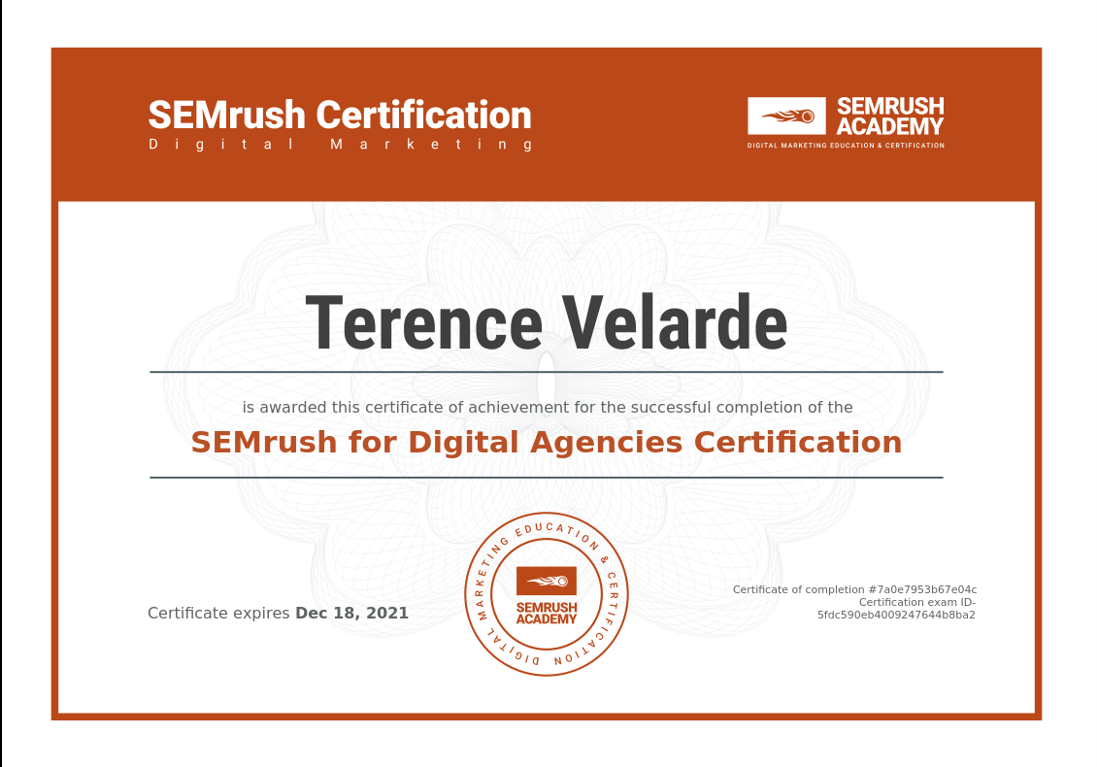 SEMrush for Digital Agencies Certification